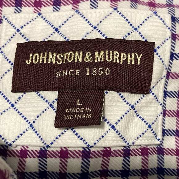 Johnston & Murphy Red and Blue Check Button Up Shirt - Picture 6 of 13